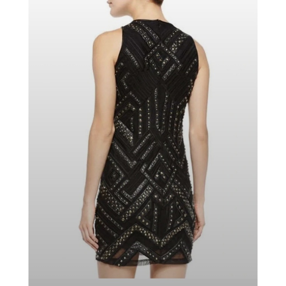 Parker Rodan Dress Sz L Black Studded Sleeveless Bodycon Mini Goth Clubwear